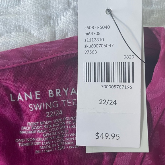 NWT Lane Bryant Swing Tee Purple Plum Color Keyhole Top Shirt Size 22/24 2X $50 - Picture 8 of 8